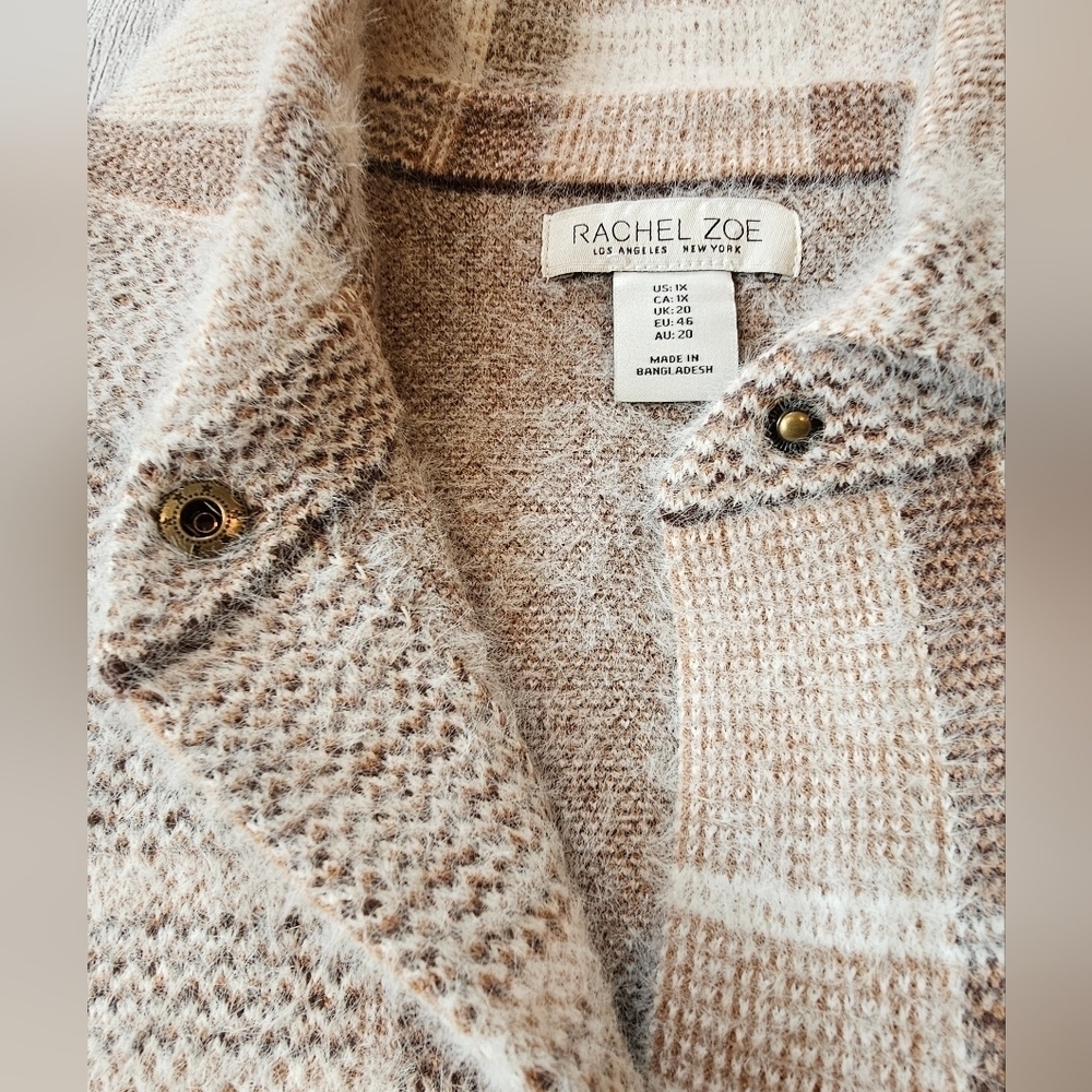 Rachel Zoe Size 1X Soft Cozy Fuzzy Snap Front Shacket Shirt Fall Winter Comfy - Picture 6 of 9